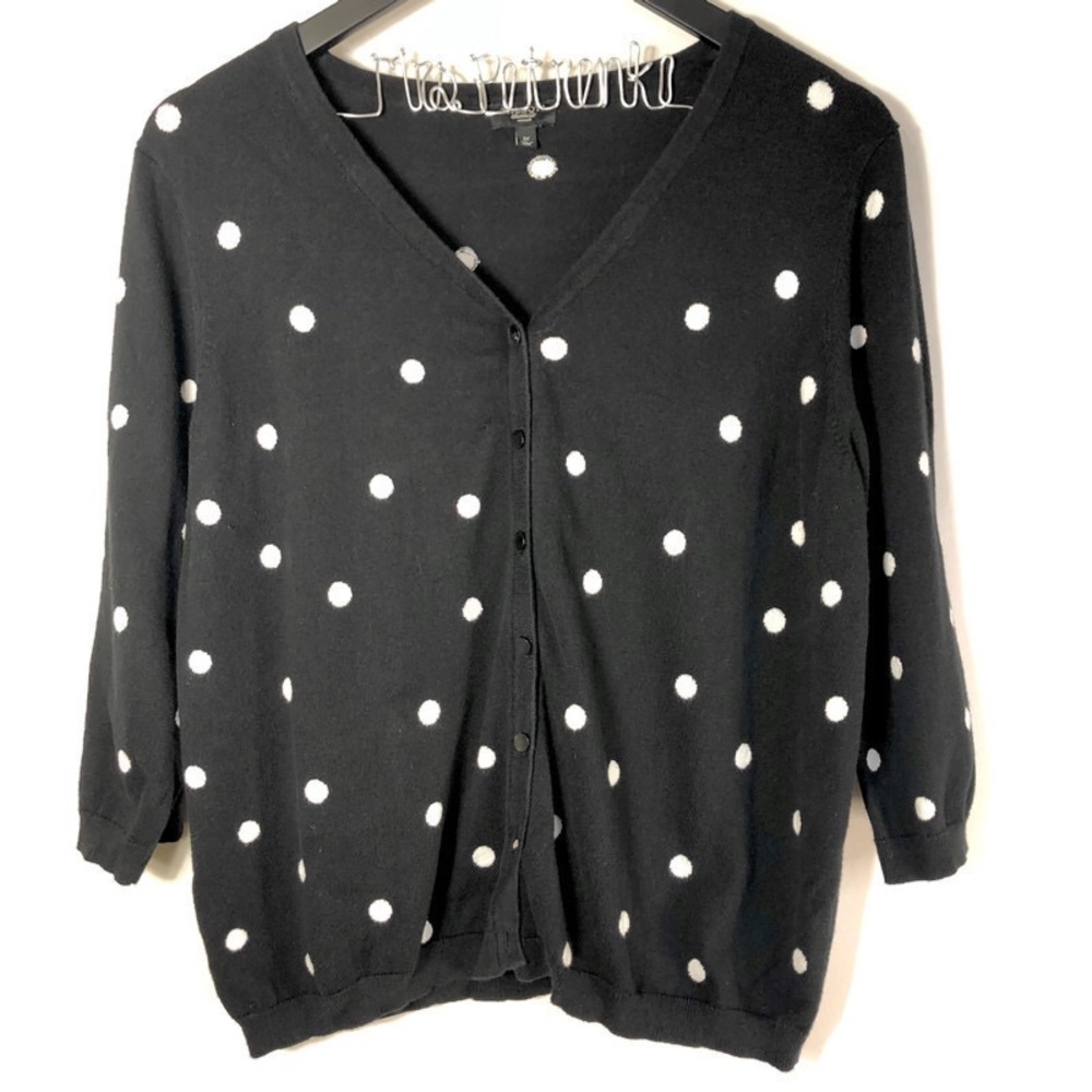 Talbots Polka Dot Button Front Cardigan Sweater